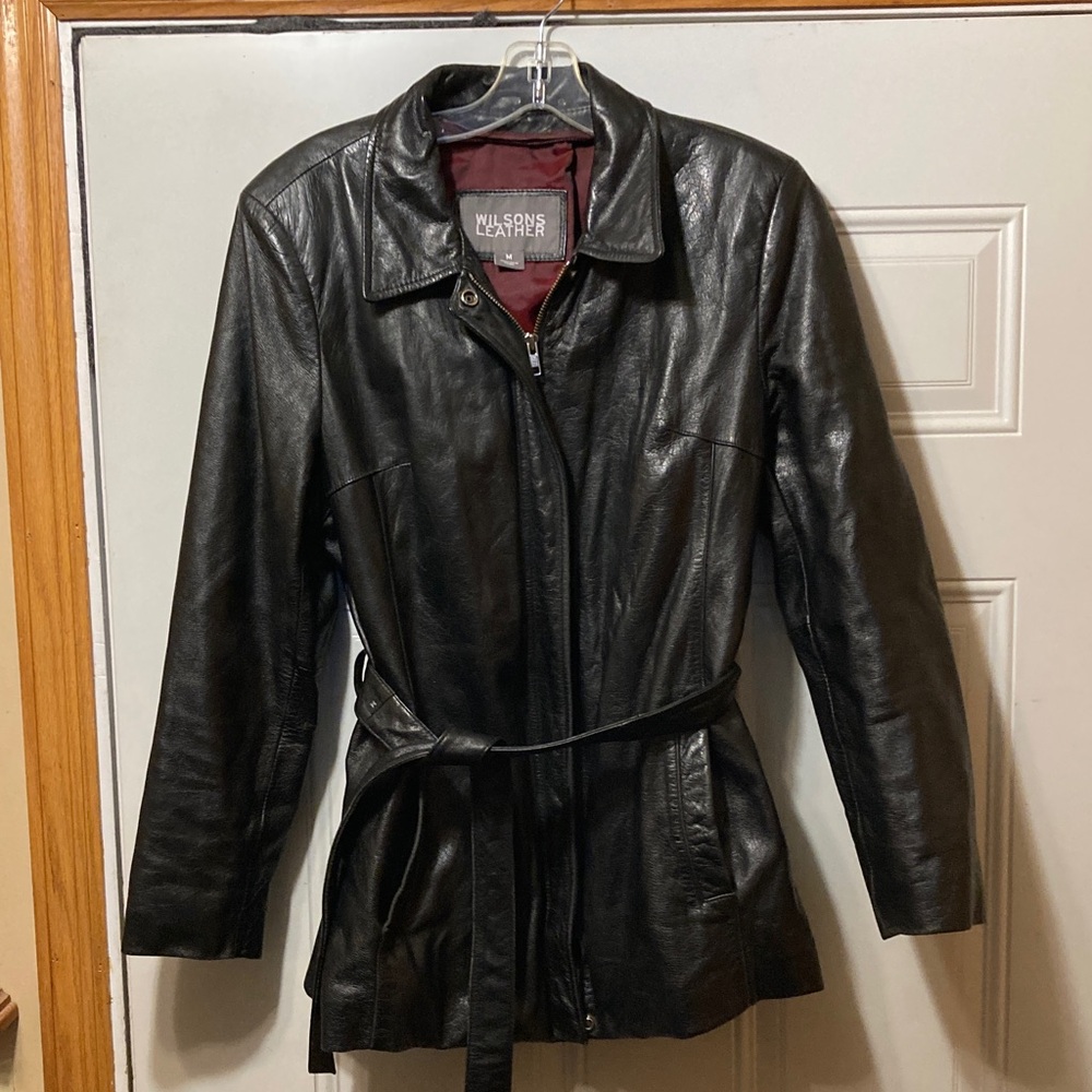 Wilsons Leather Women's Belted Black‎ Jacket M